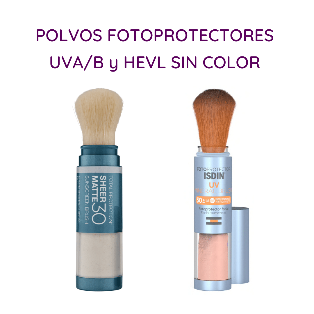 Algunos polvos fotoprotectores UVA/B y HEVL sin color.