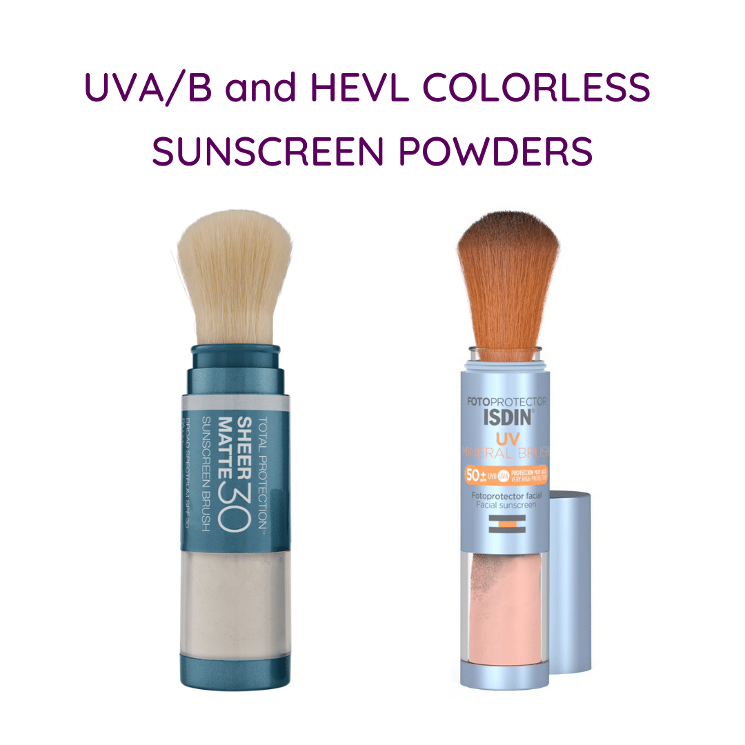 UVA/B and HEVL colorless sunscreen powders.