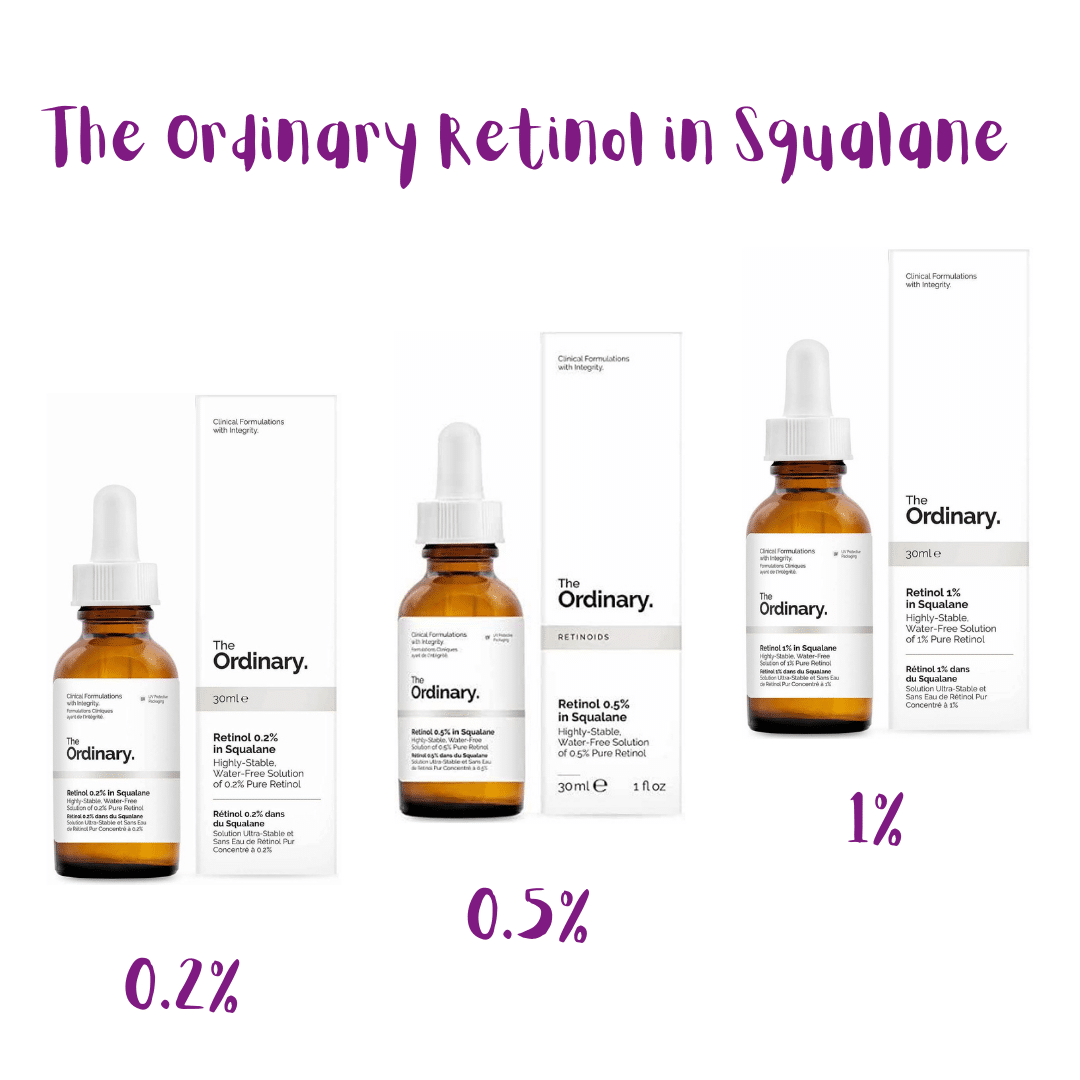 The Ordinary Retinol in Squalane 0.2%, 0.5%, and 1%.
