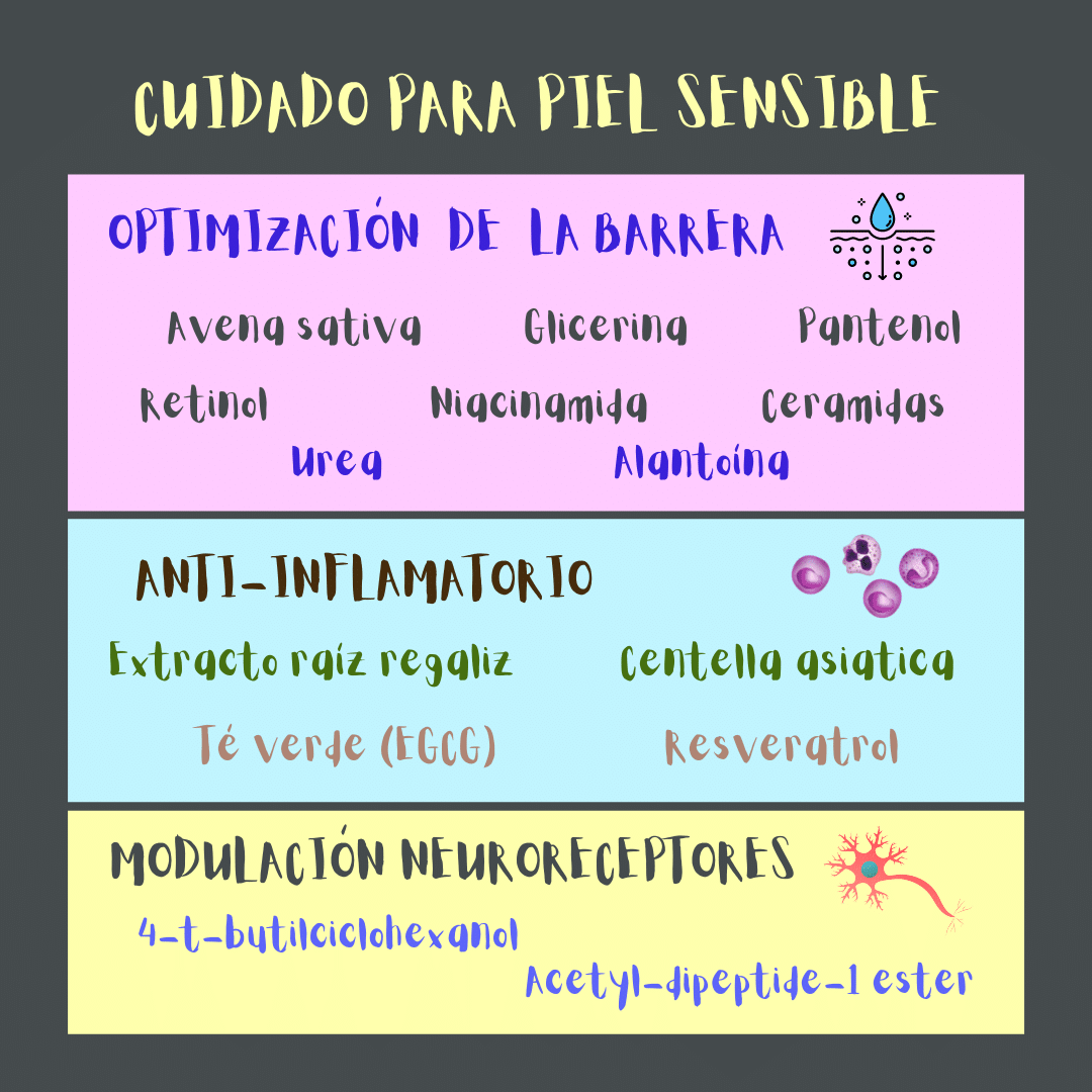 Los mejores ingredientes científicamente probados para la piel sensible (según su tipo de acción).