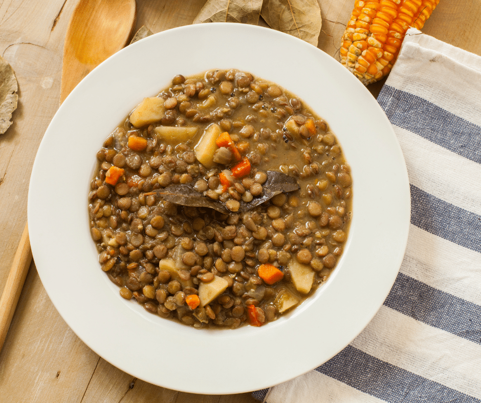 Photo: a lentil soup dish, ready to eat. Lentils are a good source of copper.