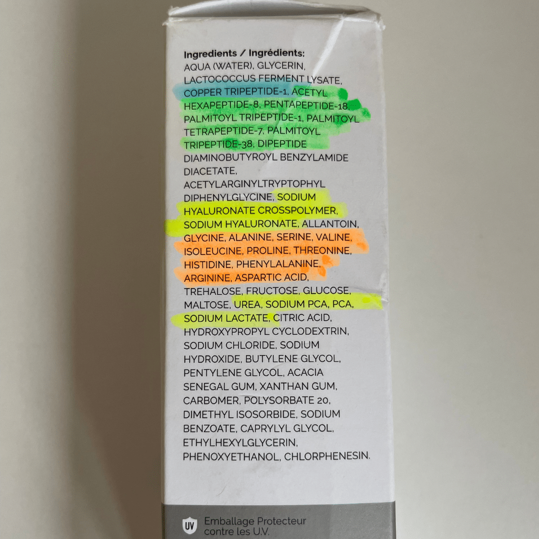 Ingredient list (INCI) of The Ordinary Buffet + Copper peptides 1%